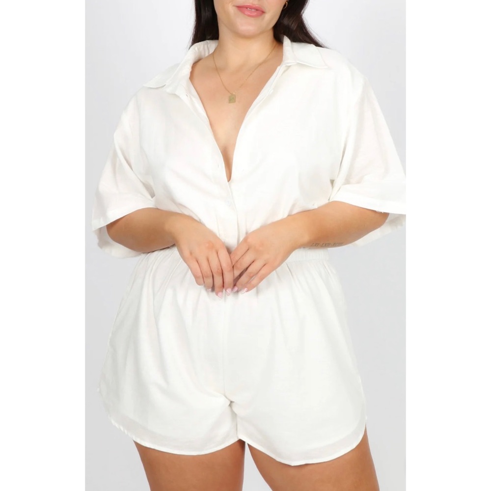 Fayt The Label Zephyr Linen Playsuit White